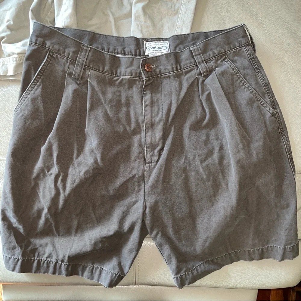3 CHINO CLASSIC FIT Cotton Shorts Flat Front(khaki/green),Pleated(gray) sz Men34 - Picture 9 of 13